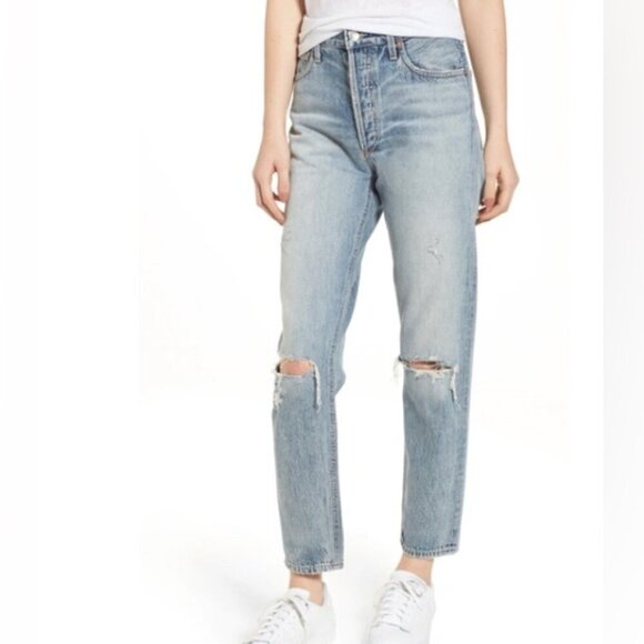 AGOLDE Jamie High Rise Classic Button Fly distressed 5 pocket denim jean 26 - Picture 1 of 4